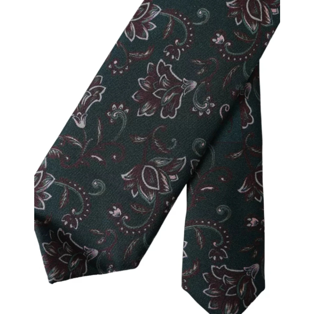 Dolce & Gabbana Groene zijden stropdas met bloemenprint Green Heren