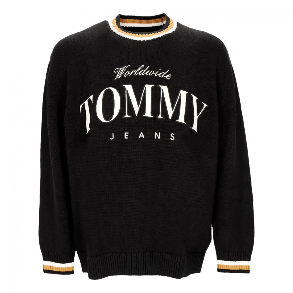 Tommy Hilfiger Relaxed Varsity Sweater Zwart Streetwear Black Heren