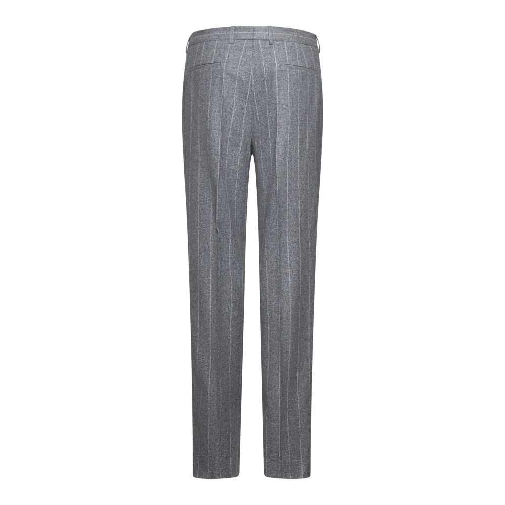 BRUNELLO CUCINELLI Pinstriped Flanellen Broek Licht Grijs Gray Heren