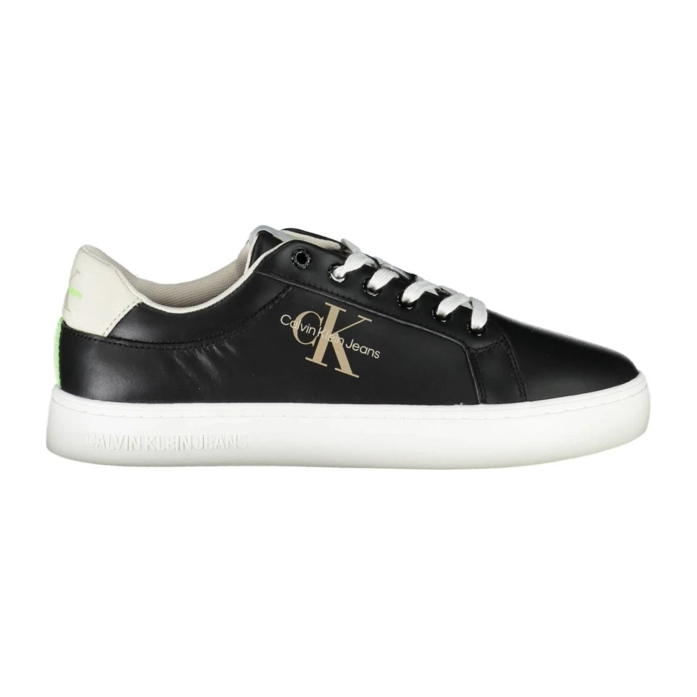 Calvin Klein Men's Black Sporty Sneakers With Contrast Details
