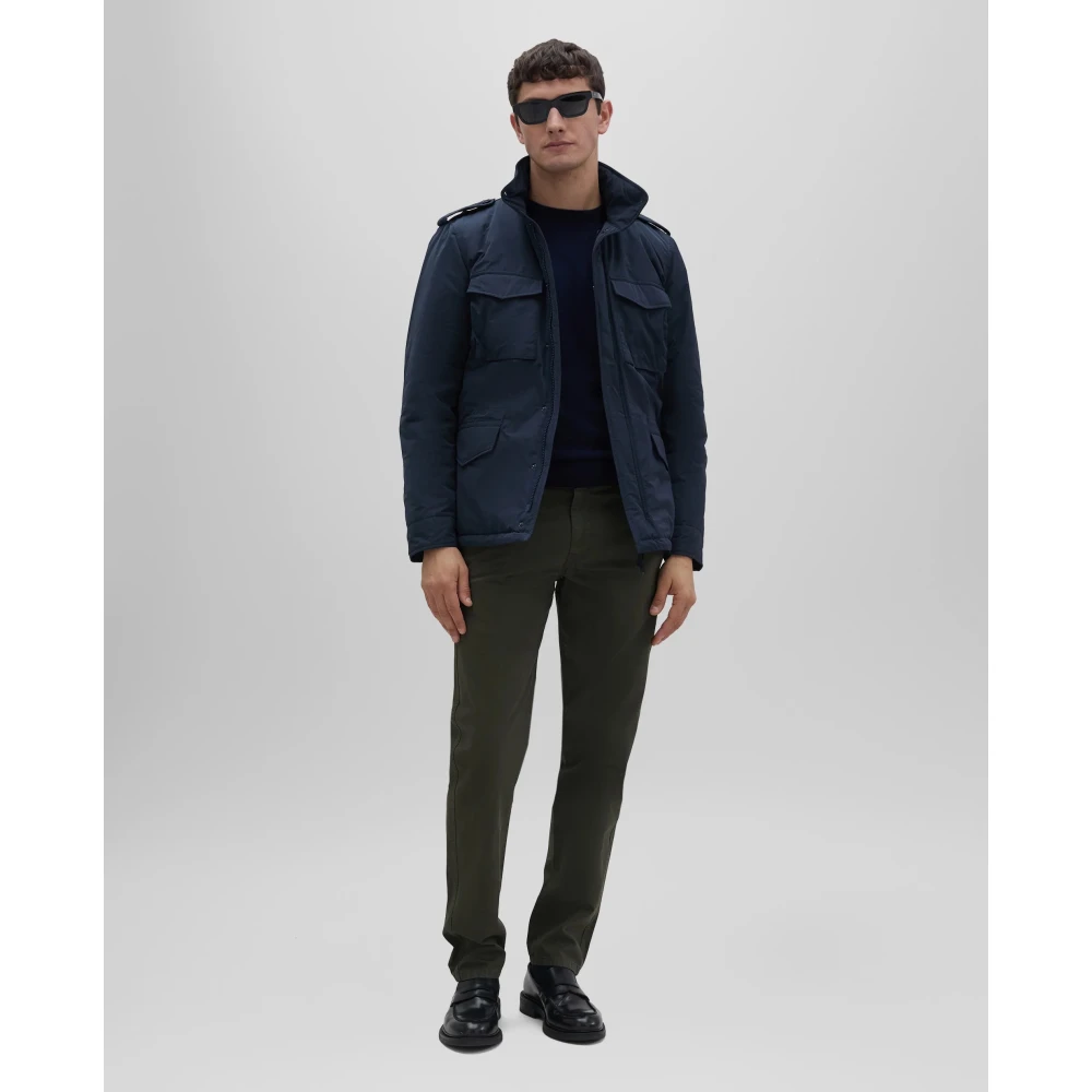 Aspesi Blauwe Field Jacket Vento Gevoerd Blue Heren
