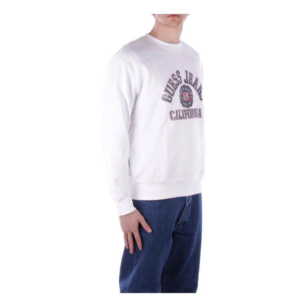 Guess Witte Logo Front Sweater White Heren