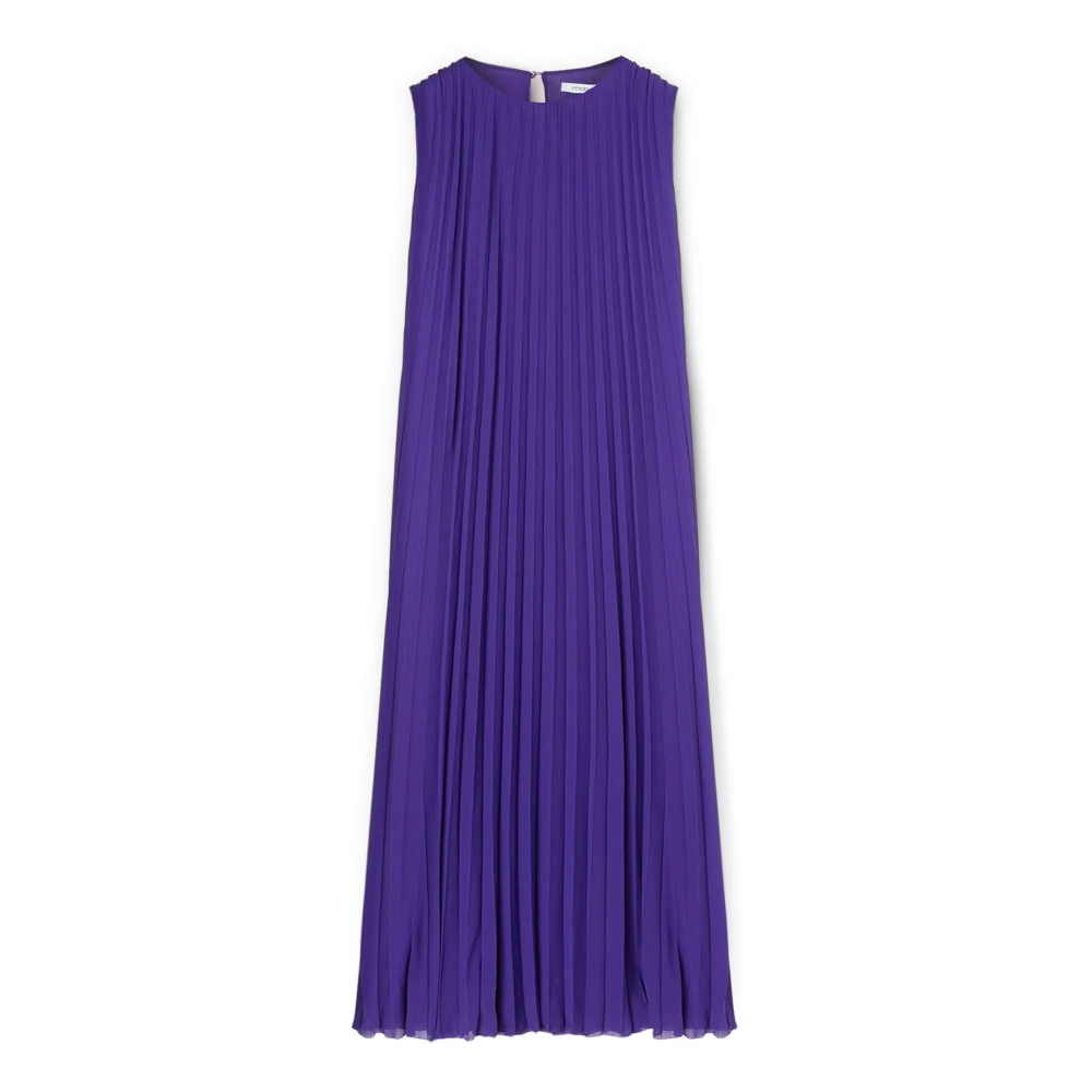 Motivi Maxi Plisséjurk met Metalen Kettingriem Purple Dames