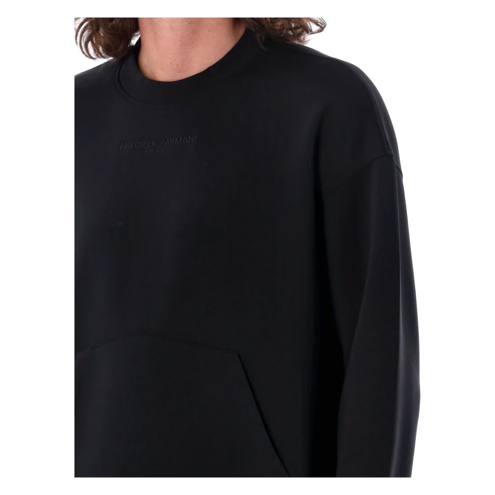 Emporio Armani Geborduurd Logo Gebreide Trui Aw24 Black Heren