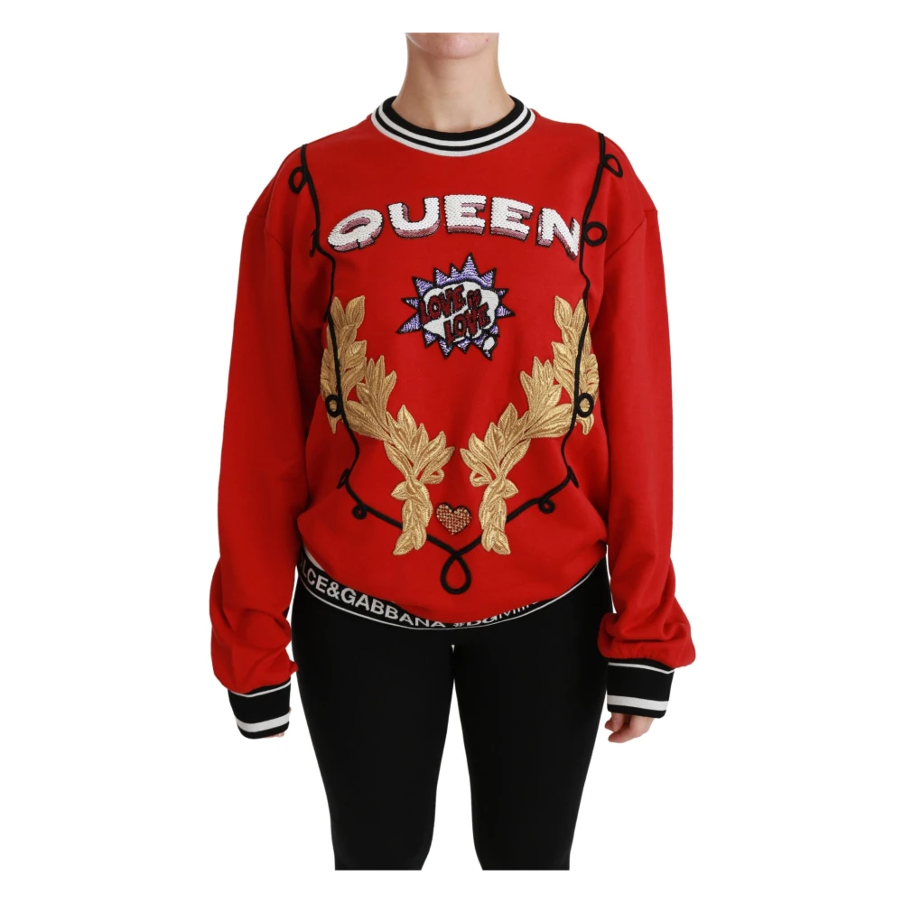 Dolce & Gabbana Women's Red Queen Love Sequined Sweater