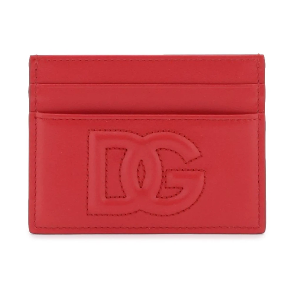 Dolce & Gabbana Leren kaarthouder met logo Red Dames