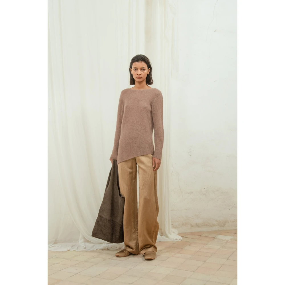 Cortana Alpaca Merino Zijde Lange Mouw Jersey Brown Dames