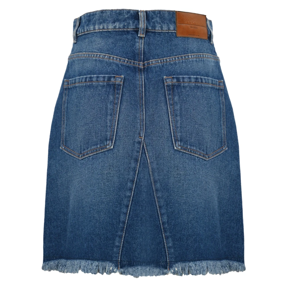 Max Mara Weekend Denim Omslagrok met Franjes Blue Dames
