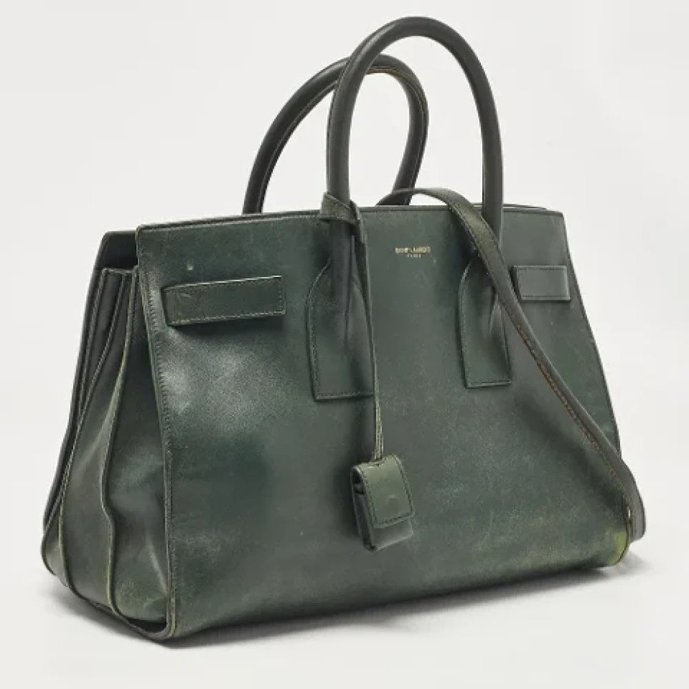 Yves Saint Laurent Vintage Pre-owned Leather totes Green Dames