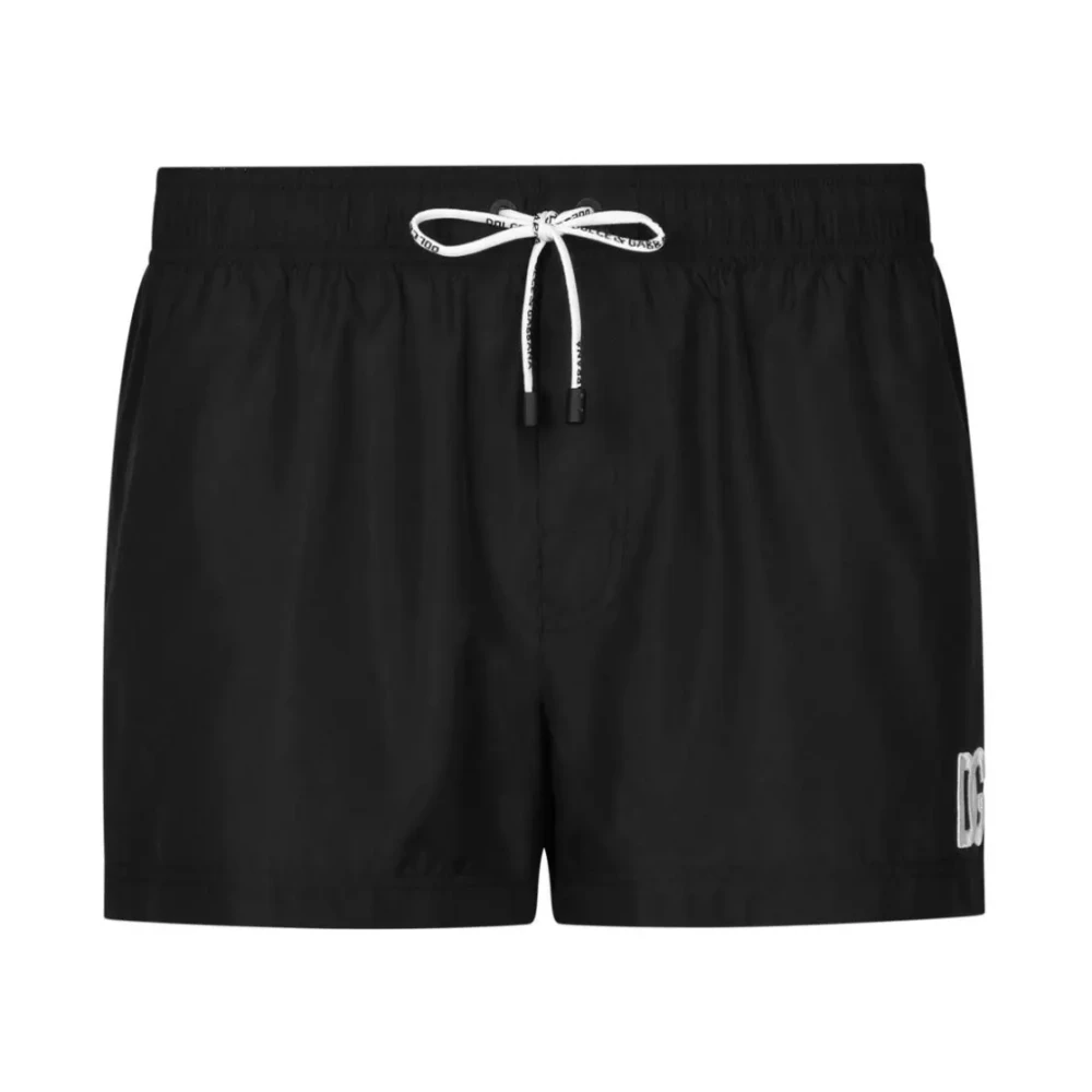 Dolce & Gabbana Men's Black Beachwear, 2XL, Sea Clothing With Stretch Waistband