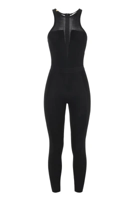 Stickad ärmlös jumpsuit