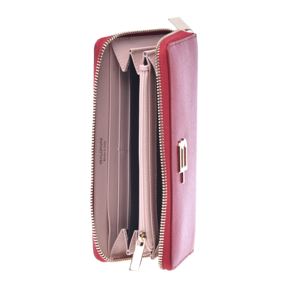 Baldinini Wallet in red saffiano with zip Pink Dames