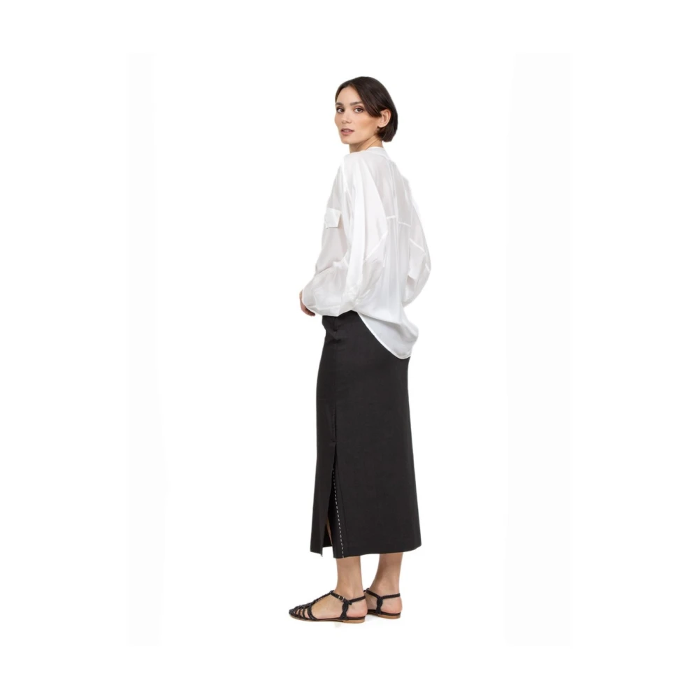 Tela Zwarte Jersey Crepe Pencil Rok Black Dames
