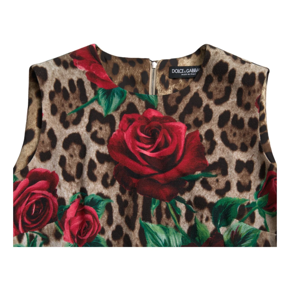 Dolce & Gabbana Kleurrijke Luipaard Bloemen Wol A-lijn Jurk Multicolor Dames