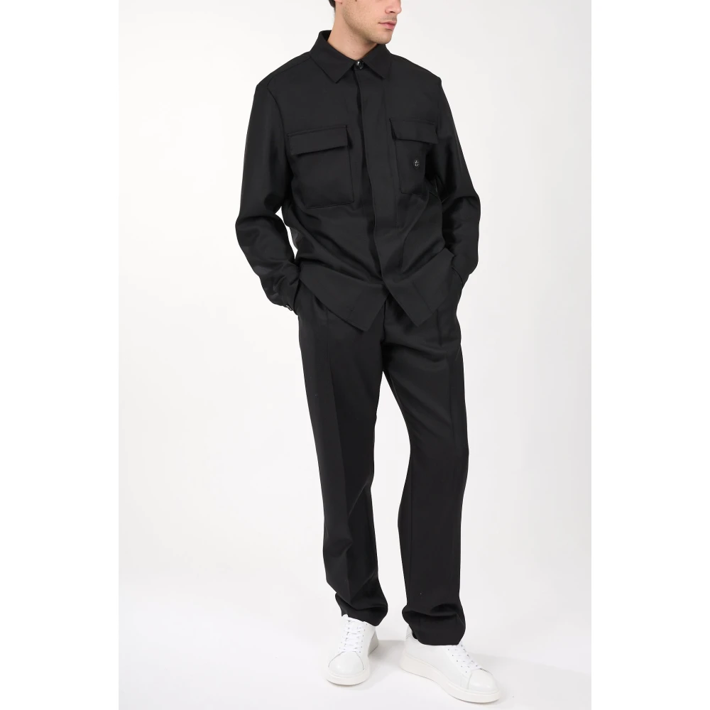 Hugo Boss Broek van zuivere wol met verborgen sluiting Black Heren