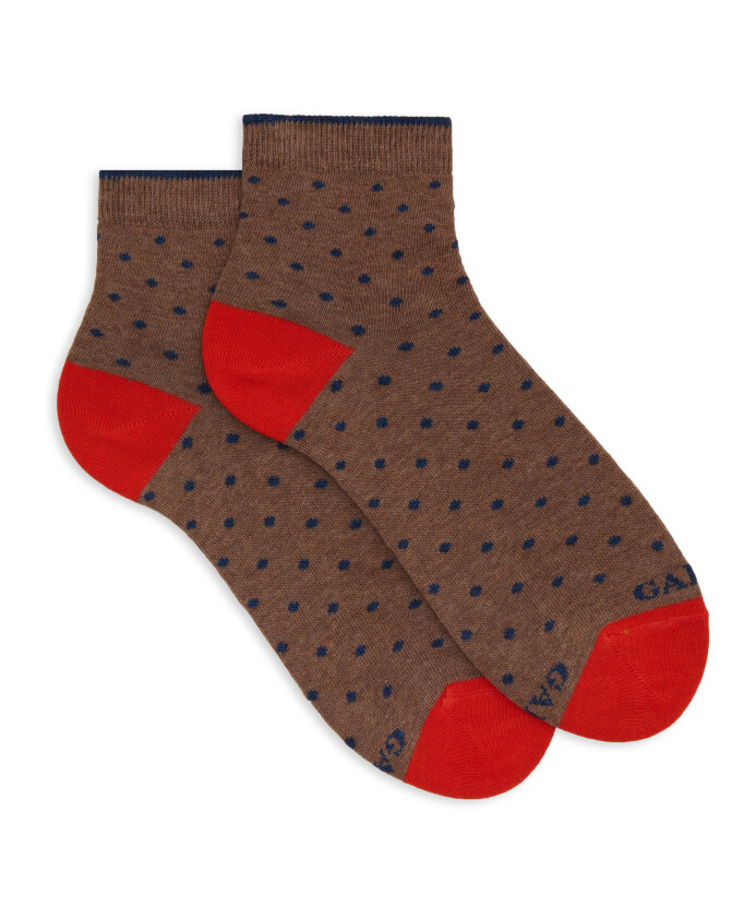 chaussettes-courtes-en-coton-marron-a-pois-pour-femmes