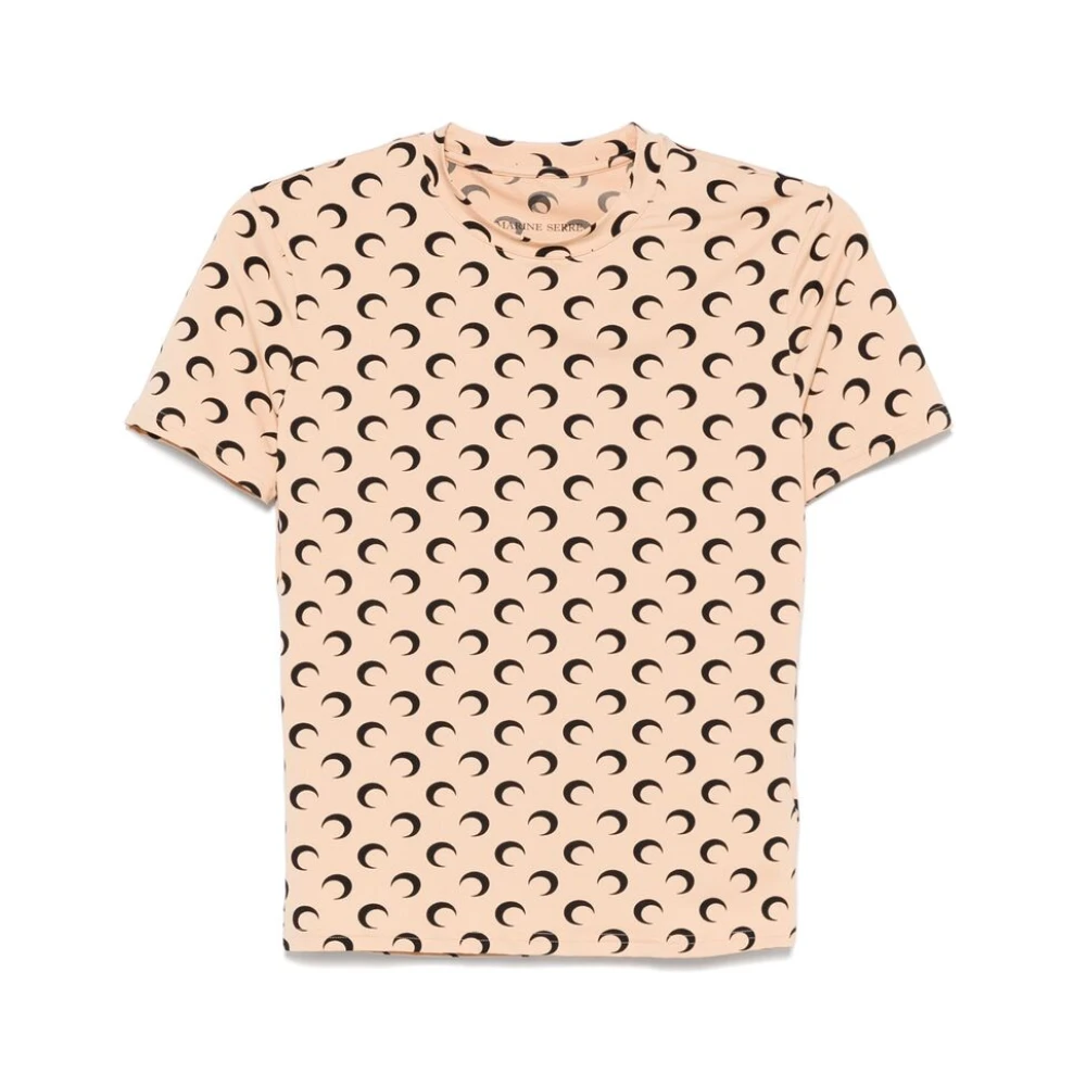 Marine Serre Beige Crew Neck Short Sleeves T-shirt Multicolor Dames