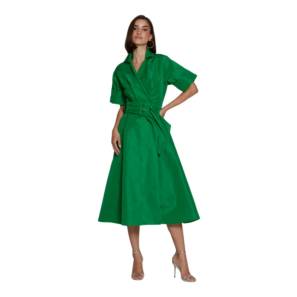 Moskada Groene Taffeta Midi Overhemdjurk Green Dames
