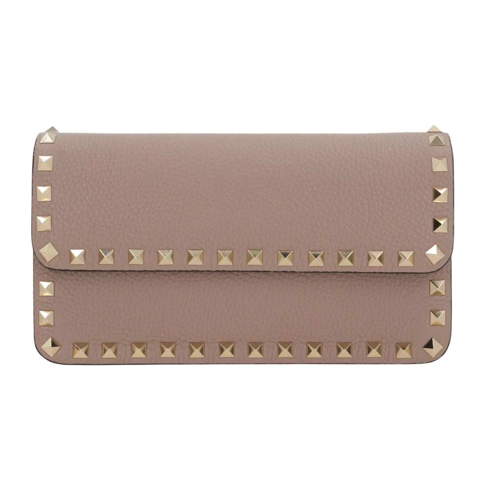 Valentino Garavani Studded Läderkedja Plånbok Väska Beige, Dam