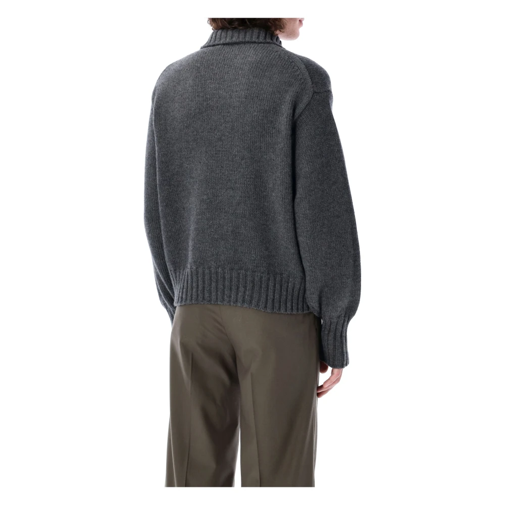 Auralee Houtskool Gebreide Half-Zip Trui Gray Heren