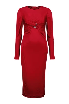 Safety Pin Gathered Fitted Midi Dress