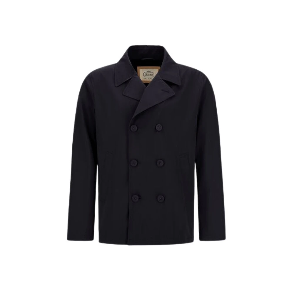 Herno Herr Blå Kappor & Rockar Xl, Bomull, Pea Coat I Dean
