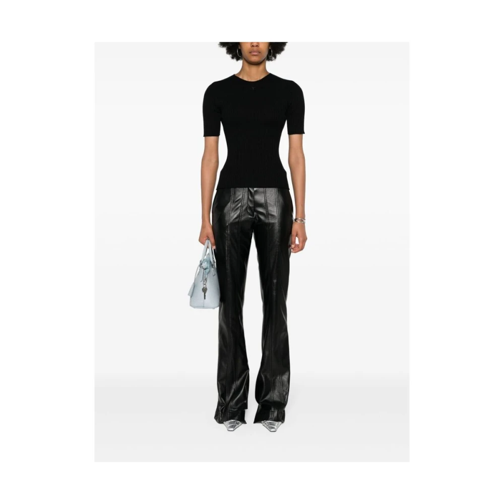 Courrèges Zwarte Geribbelde Gebreide Mock Neck Sweater Black Dames
