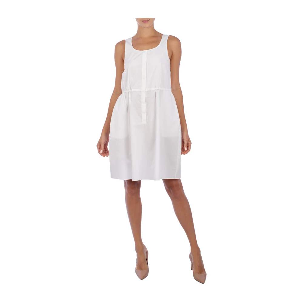 Emporio Armani Innovatieve Gelaagde Jurk met Elastische Taille White Dames