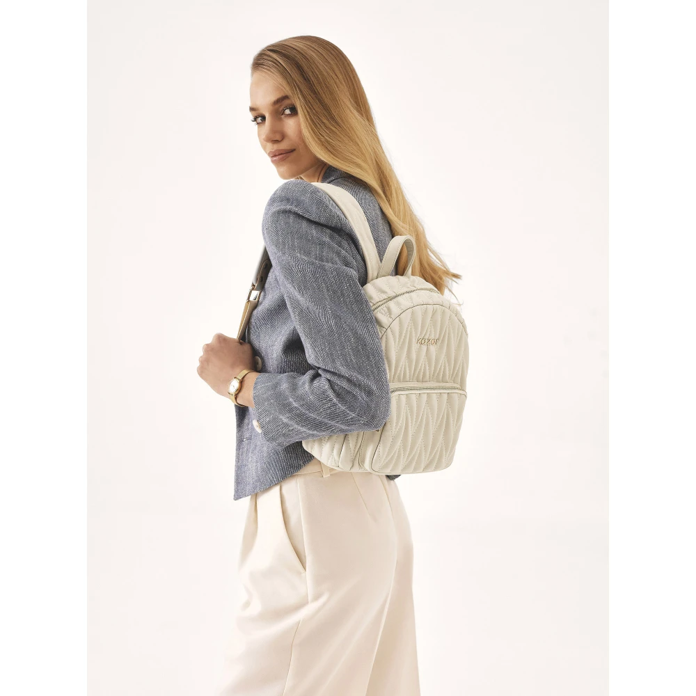 Kazar Gewatteerde leren rugzak Beige Dames
