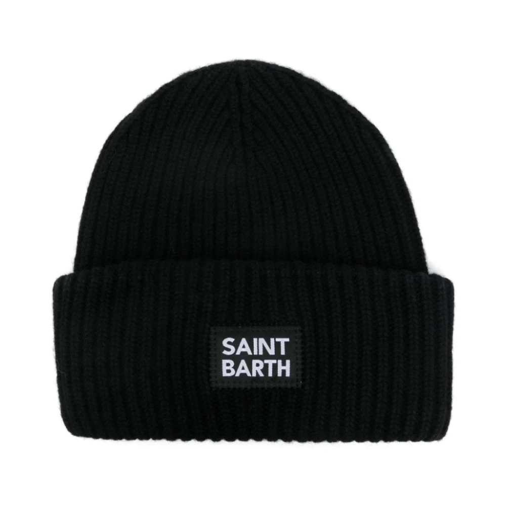 MC2 Saint Barth Svart Ribbstickad Logopatch Mössa Black, Pojke