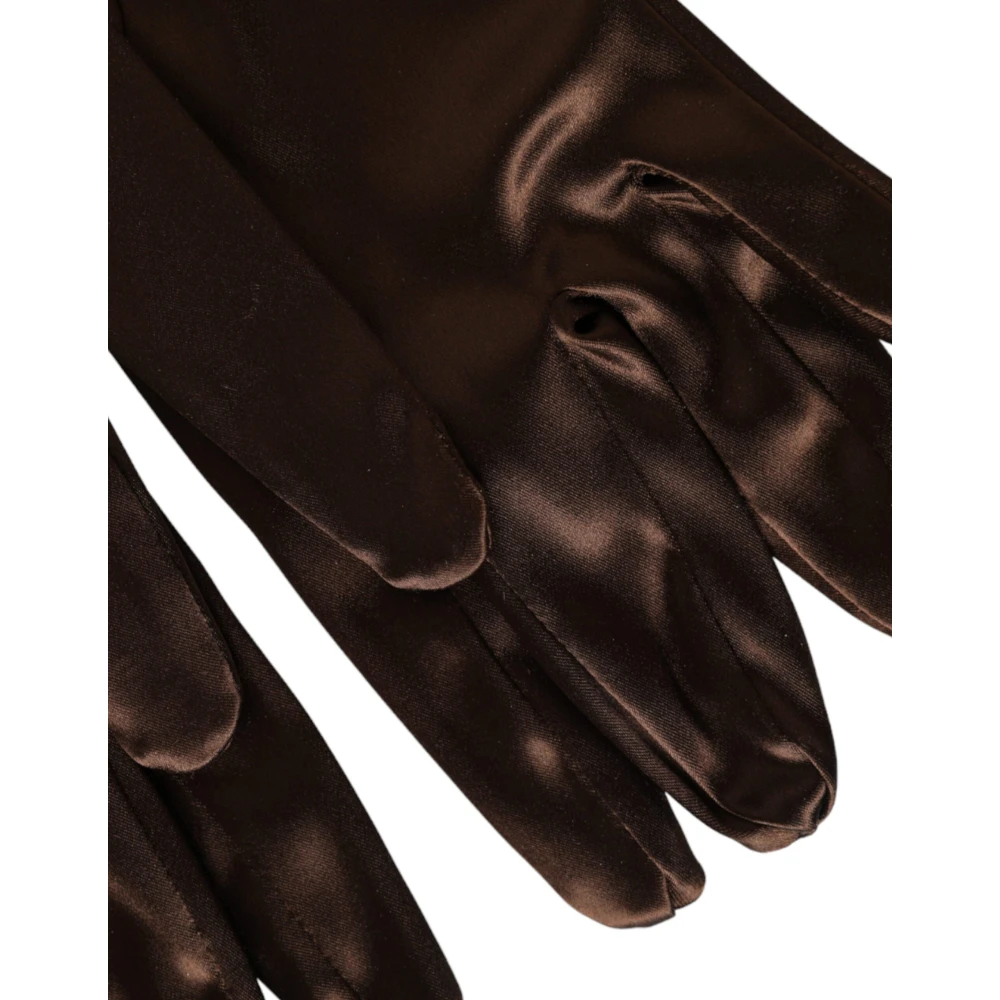 Dolce & Gabbana Bruine Satijnen Ellebooglengte Handschoenen Brown Dames