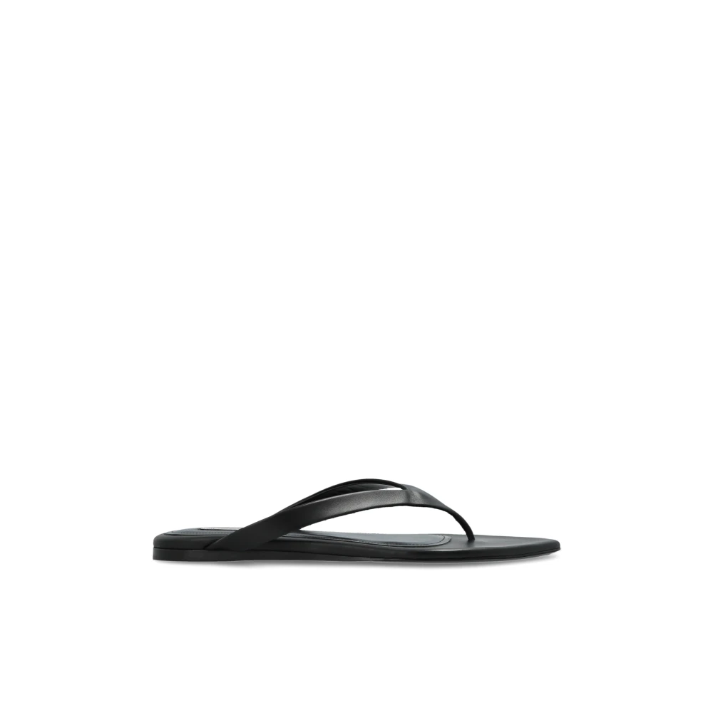 Ami Paris Women's Black Flip Flops, 3 Uk, Leather Slides