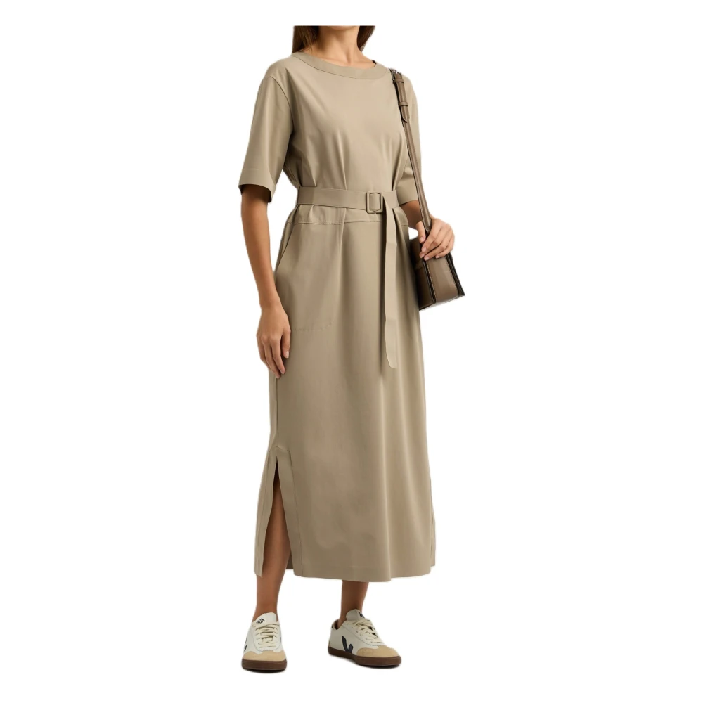 Max Mara Beige midi jurk met lange mouwen Brown Dames