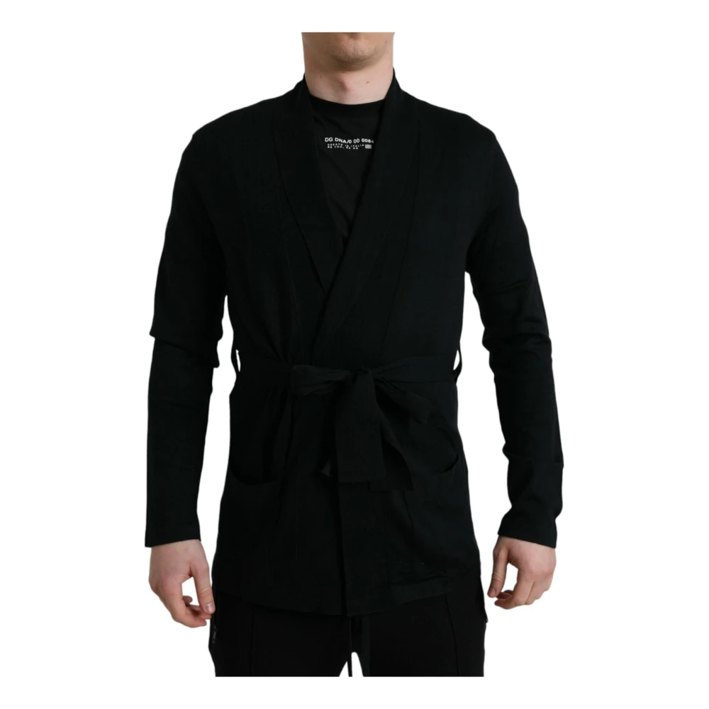 Dolce & Gabbana Robe Wrap Jumper - Male - Cashmere Knitwear - Black - M - Knitwear - Image 3
