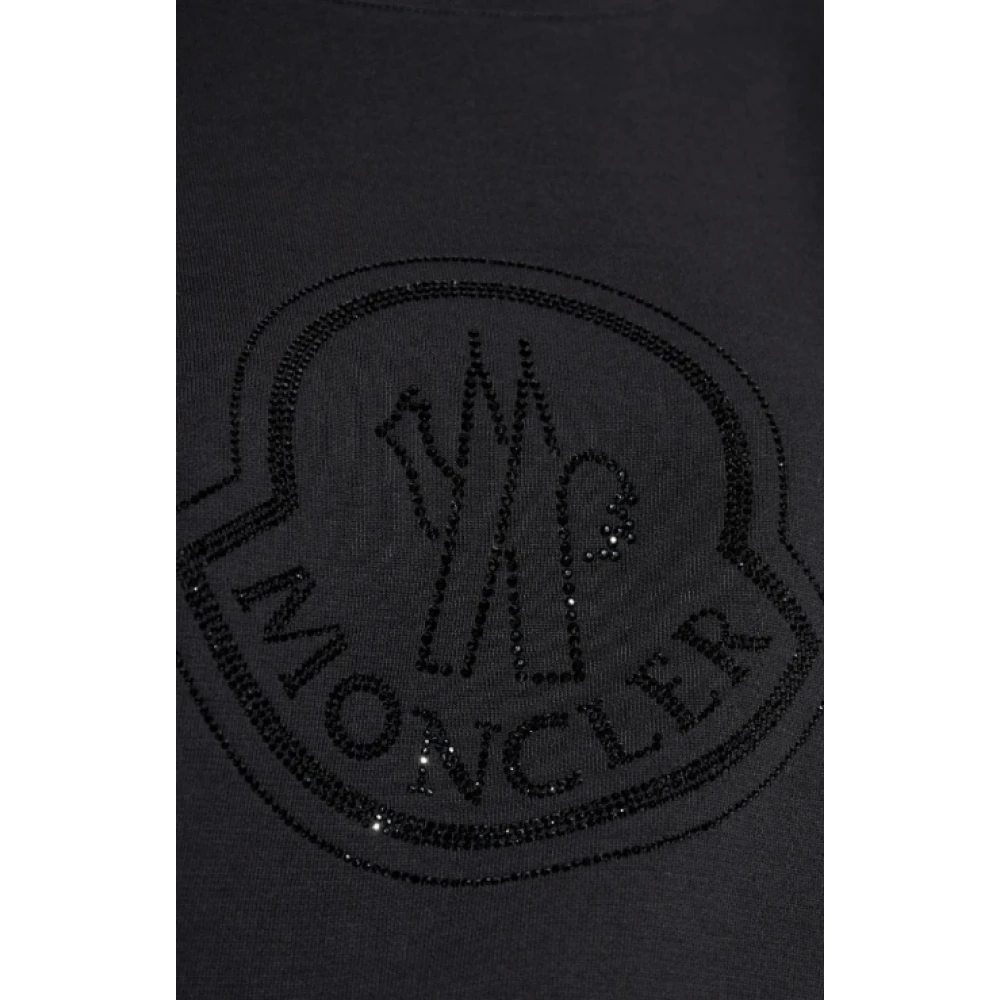 Moncler Kristalversierde Crew Neck Sweatshirt Black Dames