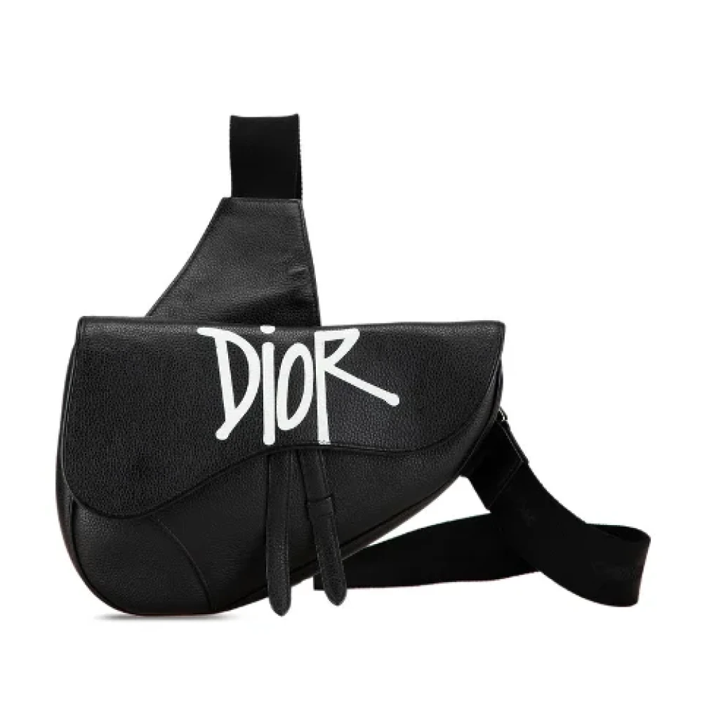 Dior Vintage Pre-owned Leather crossbody-bags Black Heren