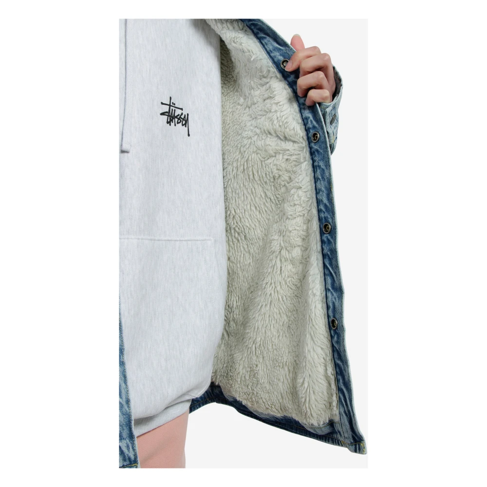 Stüssy Sherpa Gevoerde Katoenen Overhemd Grijs Gray Heren