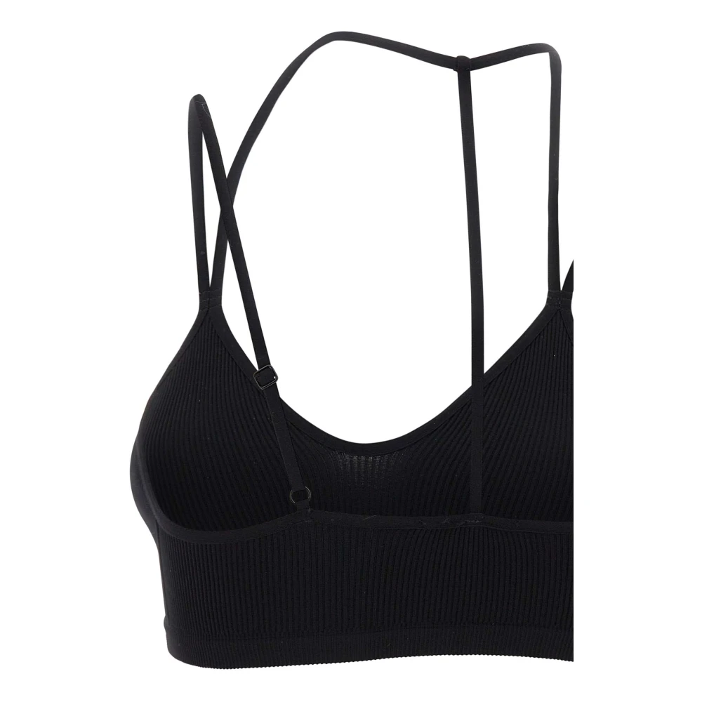 Andrea Adamo Zwarte Geribbelde Bralette met V-hals Black Dames