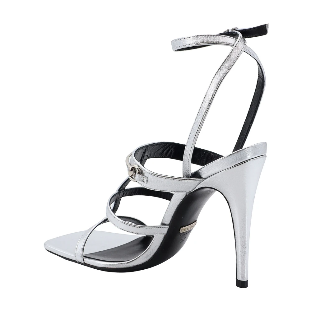 Gucci Gelamineerde leren sandalen met Horsebit Gray Dames