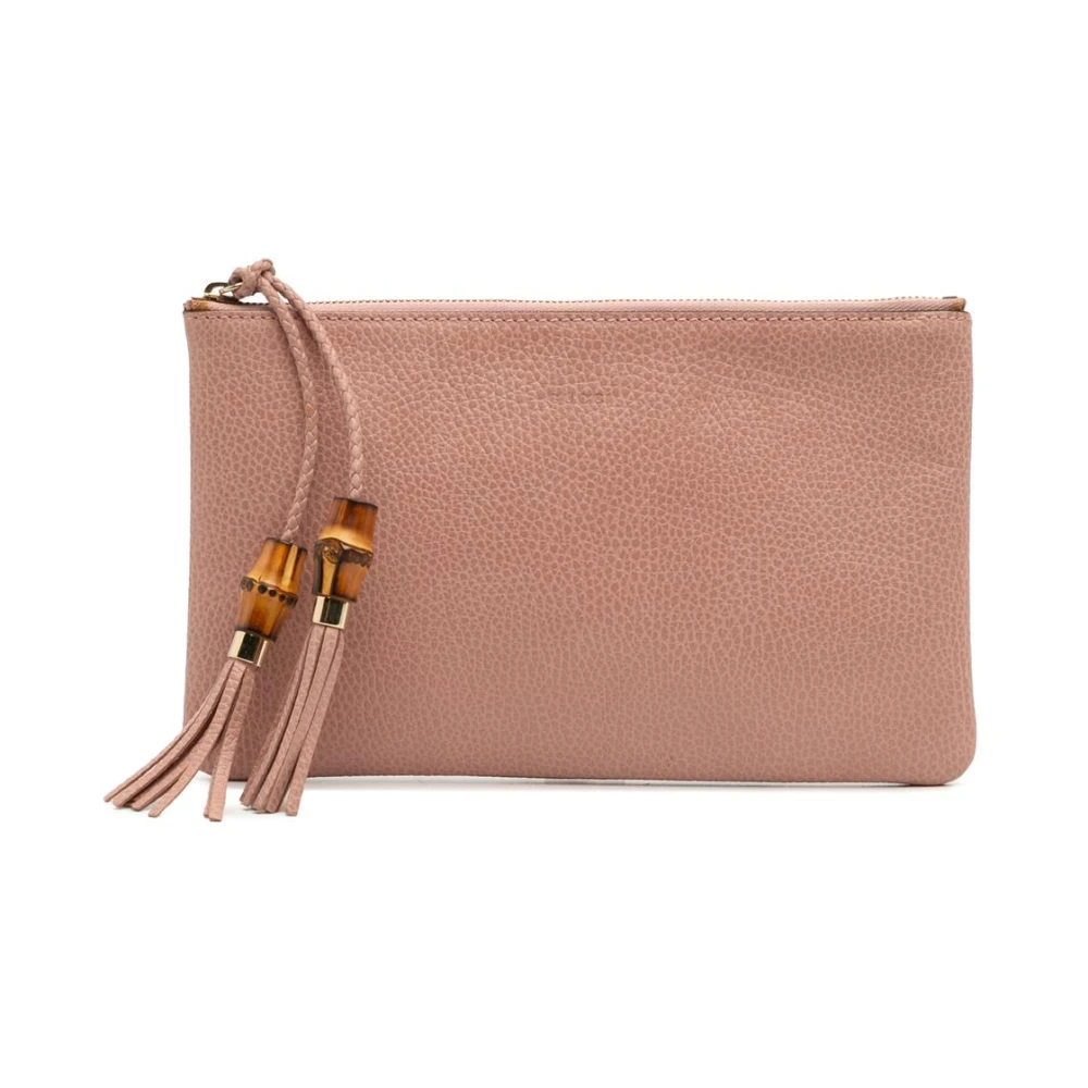 Gucci Vintage Women's Pink Pre-Owned Tassel Embellished Pouch