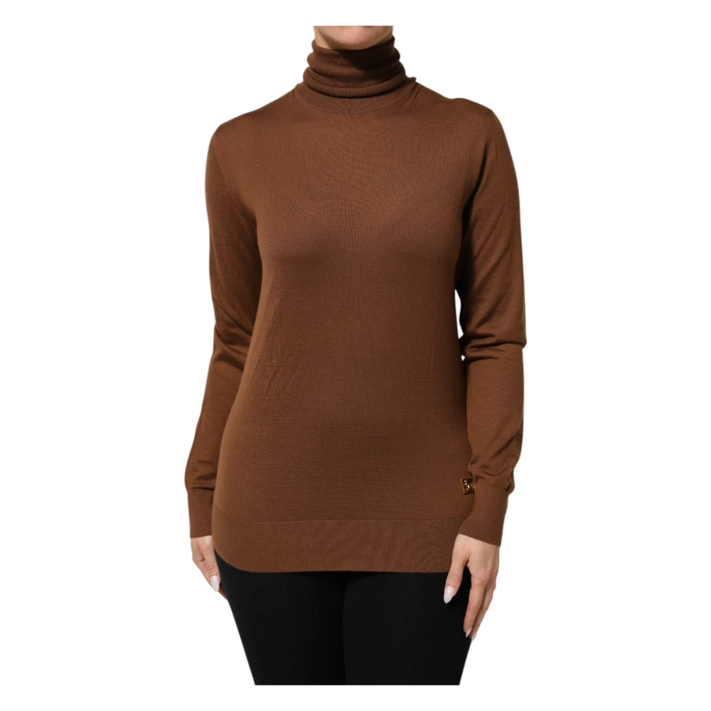 Dolce & Gabbana Women's Brown Turtle Neck Pullover - Cashmere Knitwear - 2XS - Knitwear