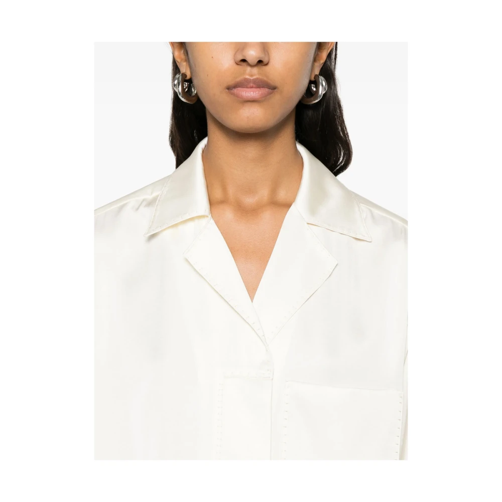 LOW Classic Beige Gedrapeerd Zak Overhemd White Dames
