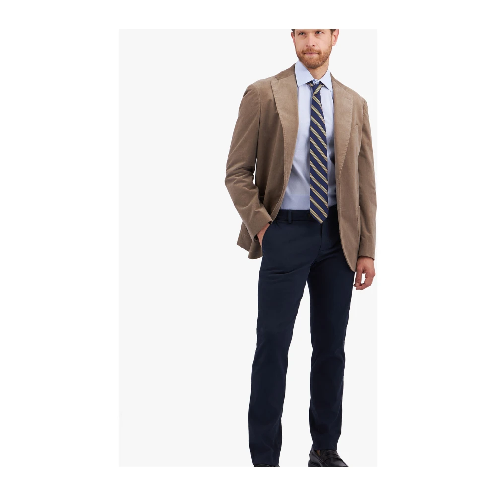 Brooks Brothers Blauw Slim Fit Non-Iron Stretch Katoenen Overhemd met Ainsley Kraag Blue Heren