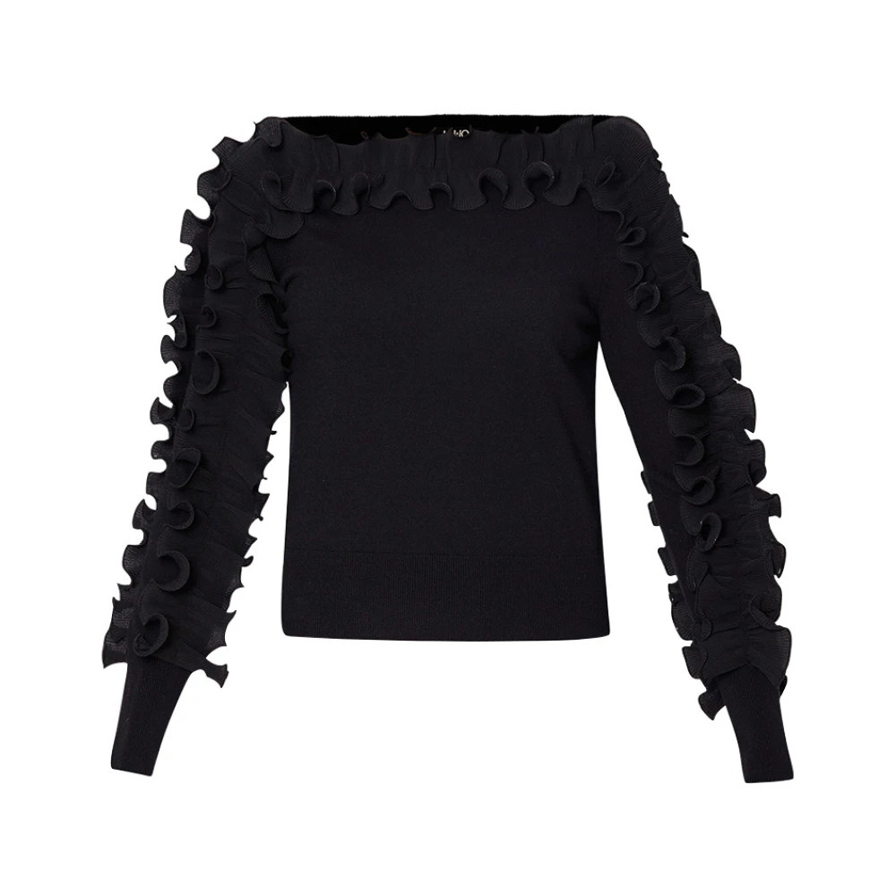 Liu Jo Zwarte trui met schouderdecoraties Black Dames