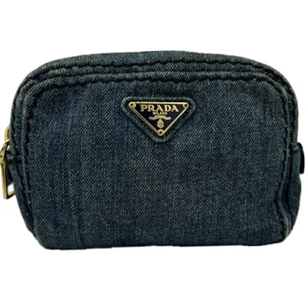 Prada Vintage Pre-owned Cotton pouches Blue Dames