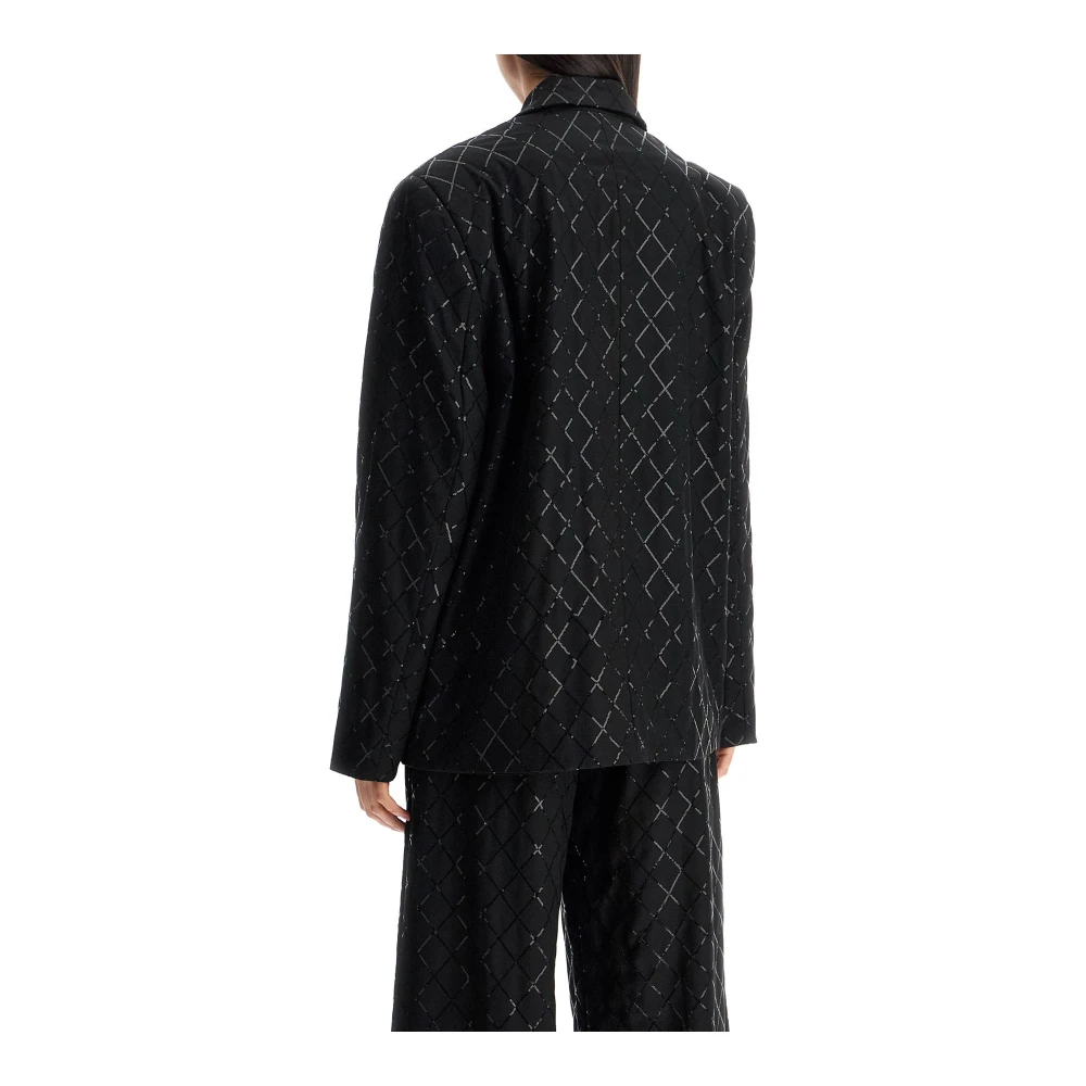 Rotate Birger Christensen Diamond Sequin Oversize Blazer Black Dames