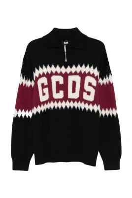 Logo Argyle Polo Sweater