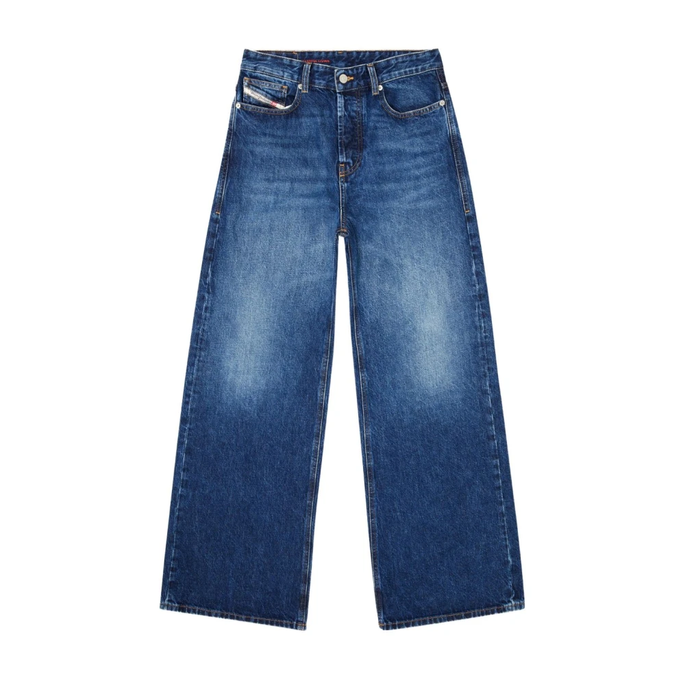 Diesel Women's Blue Wide Jeans, W27, Indigo Jeans With Classic Style