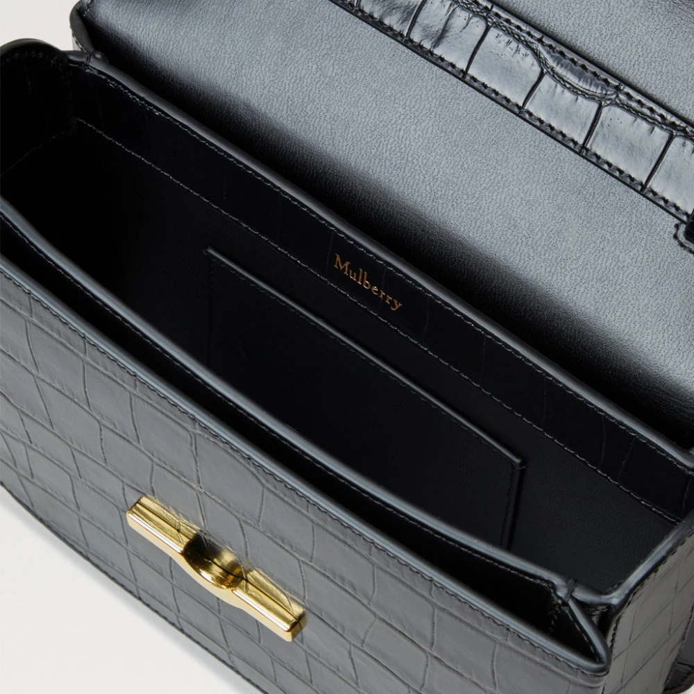 Mulberry Zwarte Glanzende Krokodil Satchel Black Dames