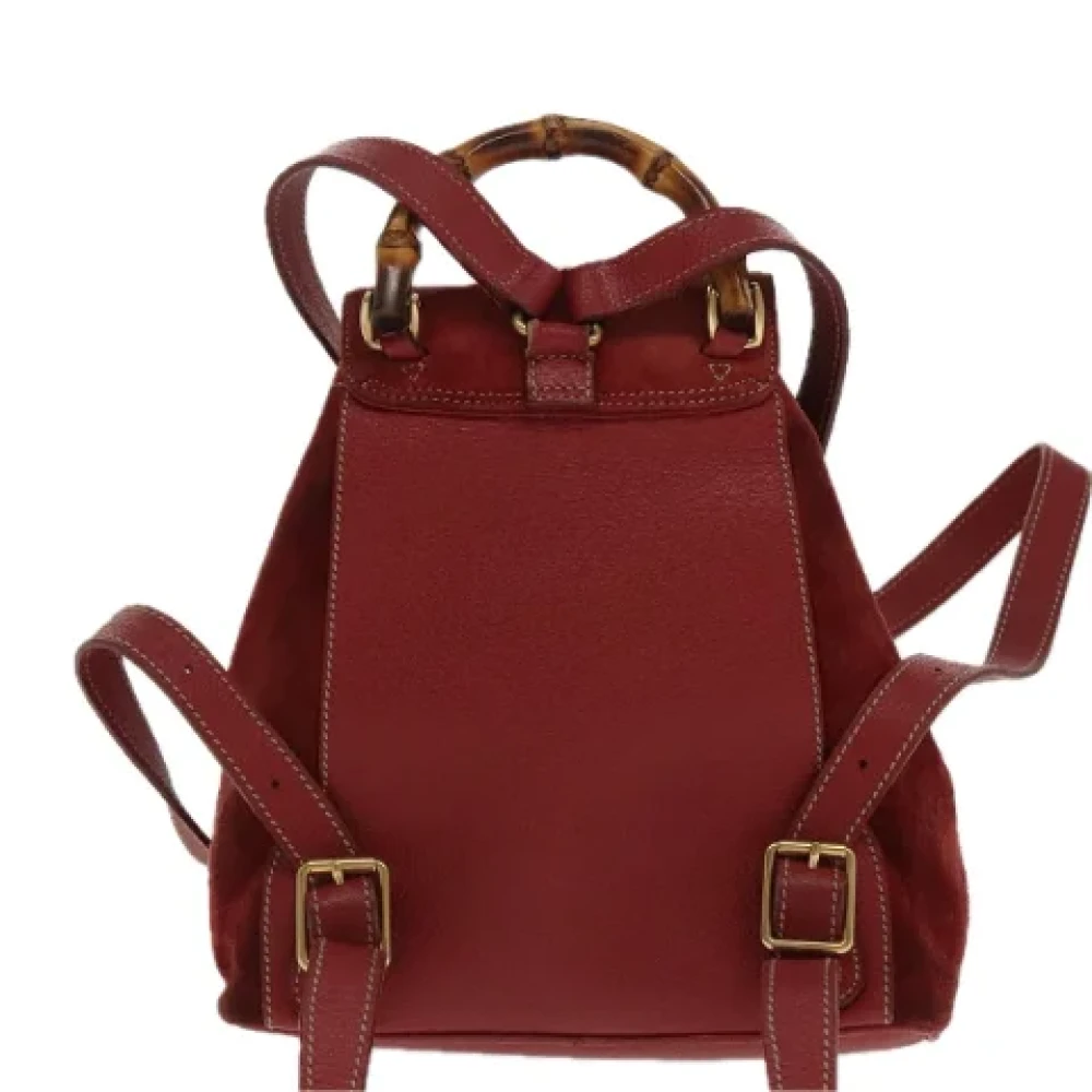 Gucci Vintage Pre-owned Suede backpacks Red Dames